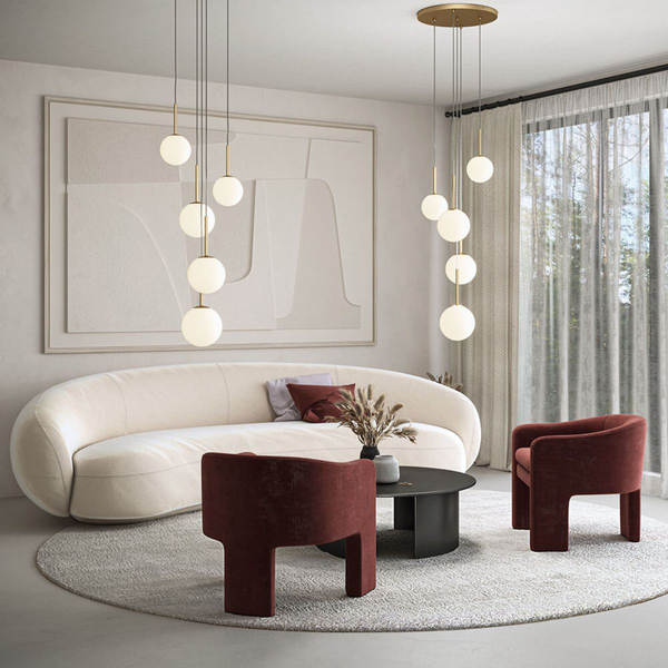 Wisząca lampa Basic Form MOD321PL-05G pięciopunktowa biała