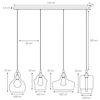 LAMPA wisząca LONGIS 10523409 Kaspa metalowa OPRAWA listwa ZWIS szklany przezroczysty
