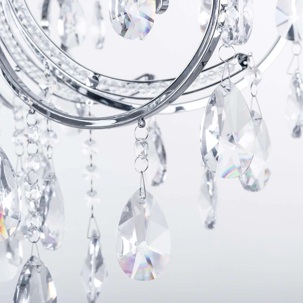 Pałacowa LAMPA wisząca BAROCCO MD72709-6A Italux świecznikowy ŻYRANDOL z kryształkami chrom maria teresa przezroczysta