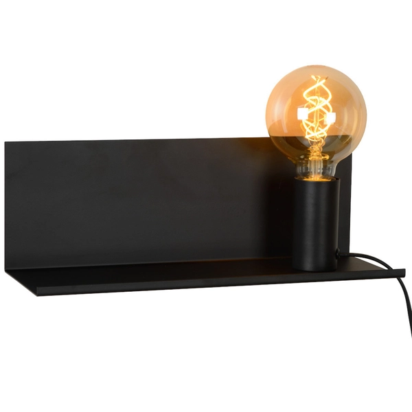 Kinkiet LAMPA ścienna SEBO 06218/01/30 Lucide metalowa OPRAWA loftowy kinkiet półka czarna