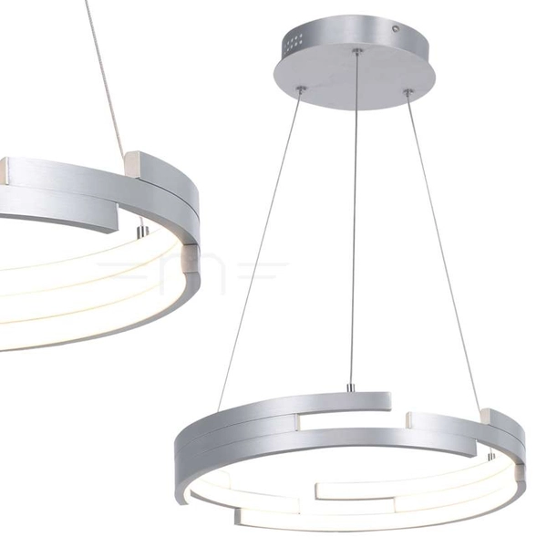 LAMPA wisząca VELAR MD16003097-1B SILVER Italux metalowa OPRAWA okrągła LED 60W 3000K zwis pierścień ring srebrny