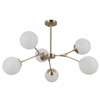 Modernistyczna LAMPA sufitowa ANNES PND-56980-6B Italux metalowe molekuły mosiądz