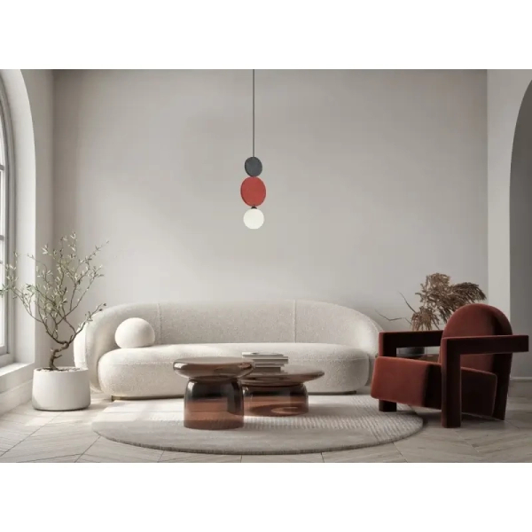 Filcowa lampa wisząca Andrea PND-59779A-1M-MLTI do sypialni szara czerwona