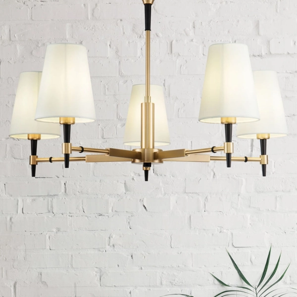 Lampa wisząca z kloszami Zaragoza H001CL-05BS metalowa mosiądz