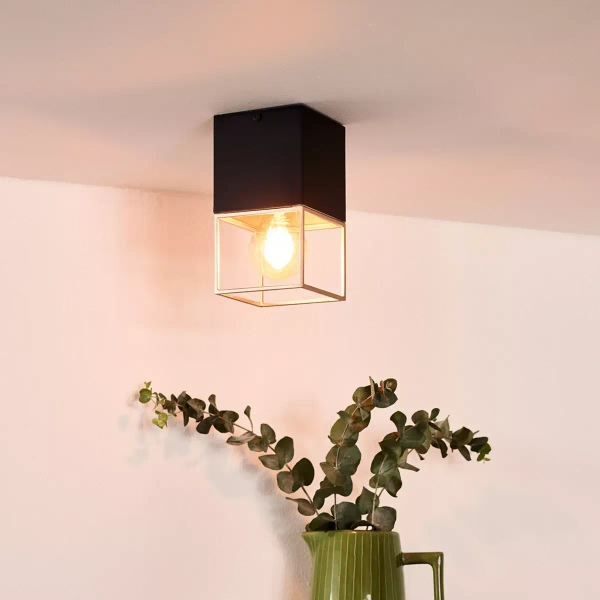 Industrialna lampka sufitowa RIXT 21120/01/30 Lucide prostokąt czarny złoty