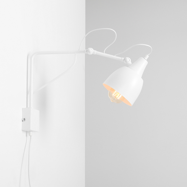 Lampa ścienna Soho 1002C_M Aldex biały kinkiet na wysięgniku regulowany
