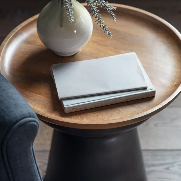 Okrągły stolik kawowy Alabama 5059413392078 czarny drewniany