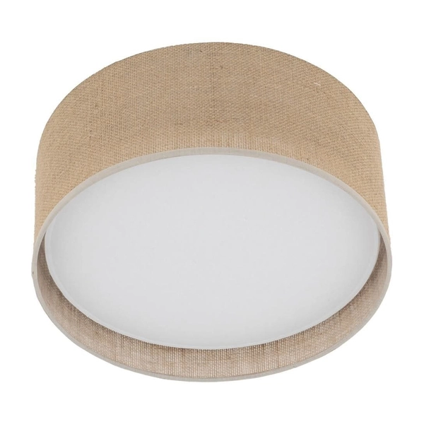 Okrągły plafon jutowy klosz Juta 5798 TK Lighting do salonu brązowy biały
