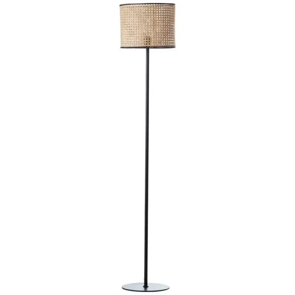 Podłogowa lampa do salonu Wiley 99091/09 ratanowa czarna beżowa