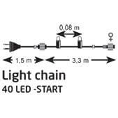 Bożonarodzeniowe lampki zewnętrzne 4,6m 40 LED 6W ciepła