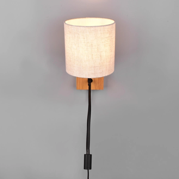 Kinkiet abażurowy ELDRA DL236212879 LED 3,1W 3000K drewniany czarny beżowy