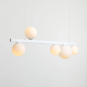 Molekułowa lampa wisząca GARDA 1099F nad wyspę szklana biała