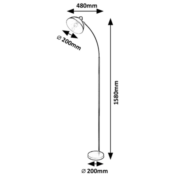 Stojąca lampa metalowa do salonu Daron 5240 łukowa czarna