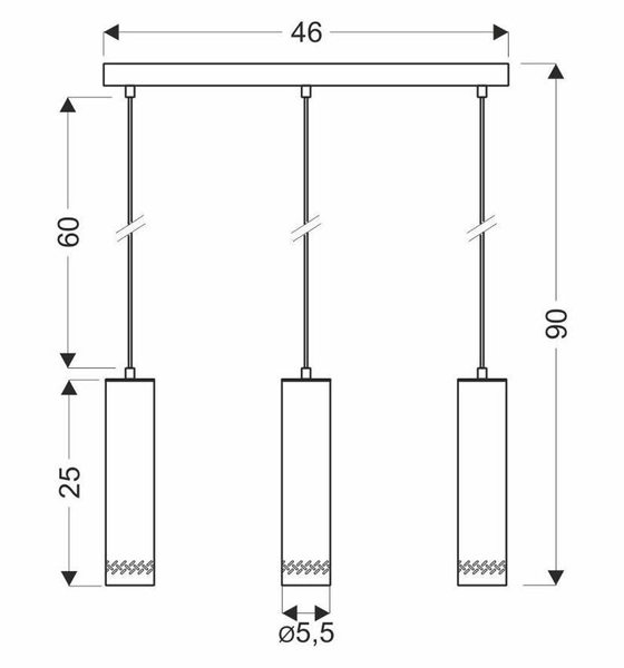 Potrójny zwis Tubo 33-79138 Candellux do jadalni drewno czarny
