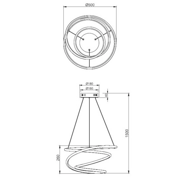 Wisząca lampa NEMENIA DL106-37051 RL Light LED 36W 4000K pofalowana chrom