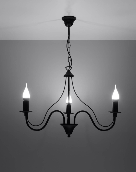 Żyrandol LAMPA wisząca SL.0217 świecznikowa OPRAWA klasyczna ZWIS na łańcuchu maria teresa czarny
