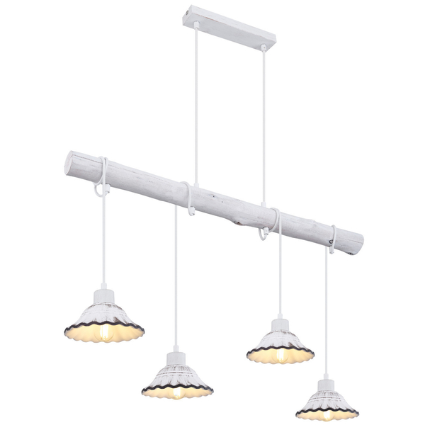 Prowansalska LAMPA wisząca JOWITA 54050-4H Globo metalowa OPRAWA zwis shabby biały czarny