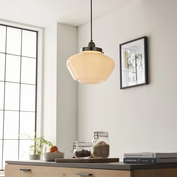 Lampa wisząca hampton L&-196174 Light& szkło mleczne nikiel