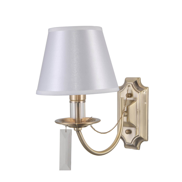 Klasyczna LAMPA ścienna SOLANA WL-28366-1 Italux abażurowa OPRAWA antyczny kinkiet brąz biały