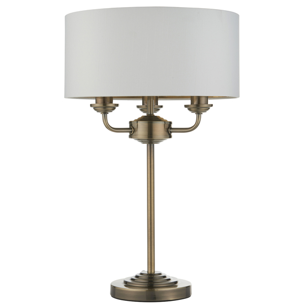 Stołowa lampa vintage Highclere 98932 Endon do sypialni biała mosiądz