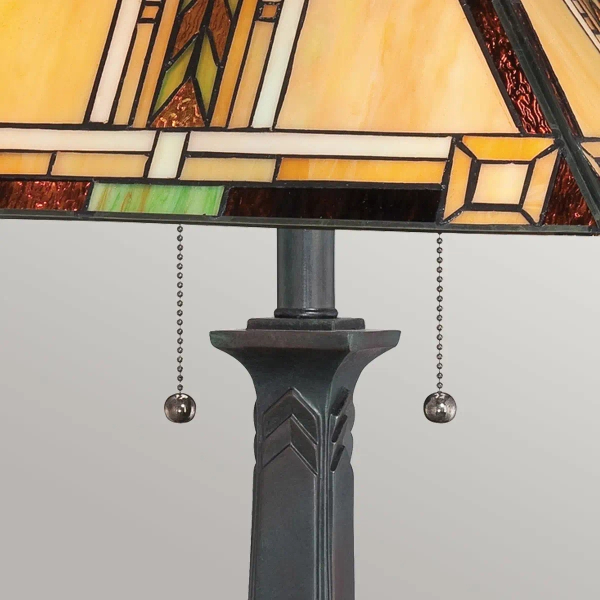 Witrażowa stołowa lampa Navajo QZ-NAVAJO-TL-VB szklana brązowa
