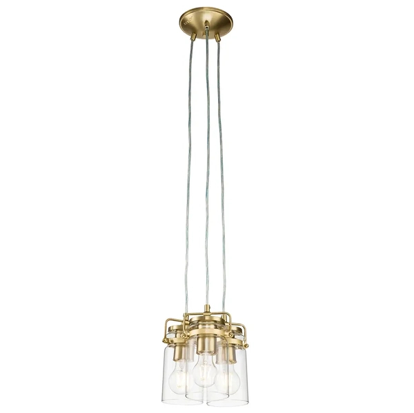 Zwisająca lampa nad stół Brinley KL-BRINLEY3-BB Kichler przezroczysta mosiądz