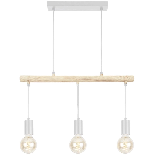 Wisząca lampa IZZY 33-78070 metalowa hygge zwis loftowy biały drewno