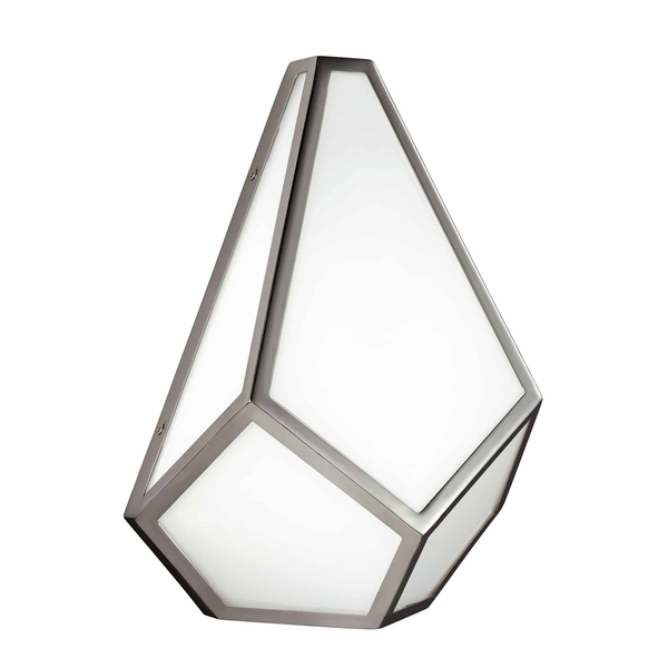 Witrażowa lampa ścienna FE-DIAMOND1 do salonu nikiel biała