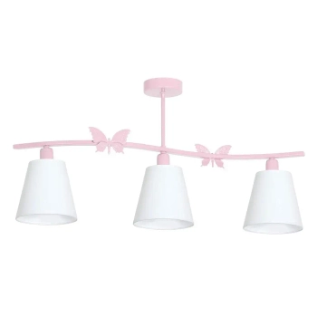 Dziecięca lampa wisząca potrójna ALICE PINK MLP979 motyle różowa