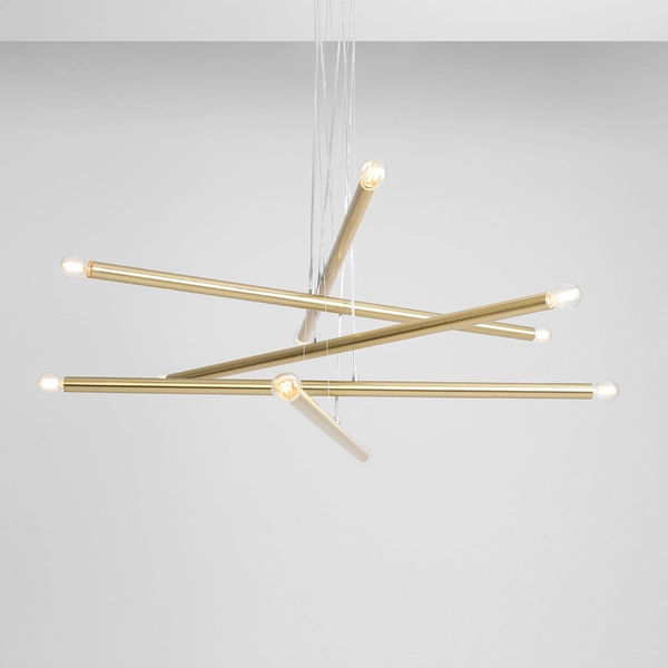 Złoty żyrandol Tubo 1072M40 Aldex 10-płomienna lampa do salonu metalowa