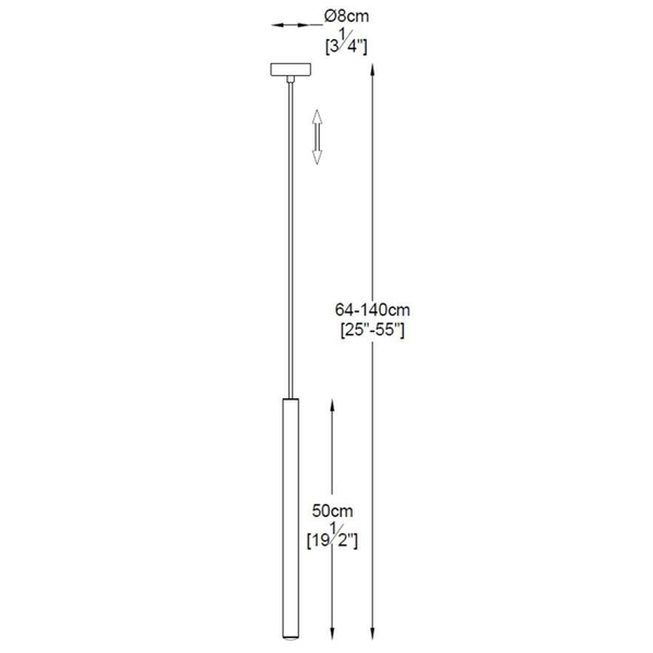 Wisząca lampa LOYA P0461-01A-F4F4 LED 5W 3000K tuba srebrny połysk