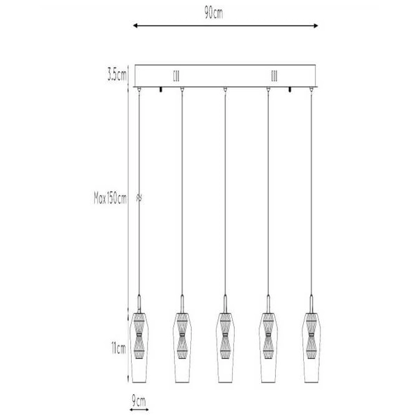 Salonowa lampa wisząca BERLIANE 00430/20/60 LED 4W 2700K czarna złota