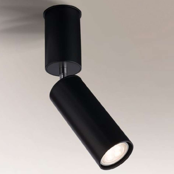 Spot LAMPA sufitowa SHIMA 2202 Shilo metalowa tuba OPRAWA regulowana do łazienki okrągła czarna