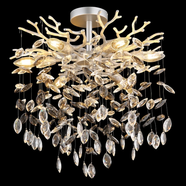 Sufitowa lampa glamour Queena 64138DS kryształowa srebrna