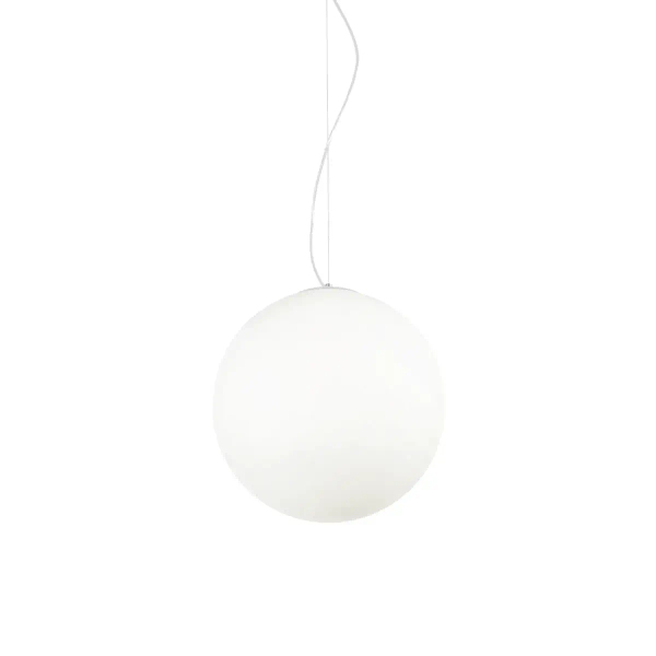 Wisząca okrągła lampa Mapa biała ze szkła 1xE27 42W kulista nad stół do salonu 32139
