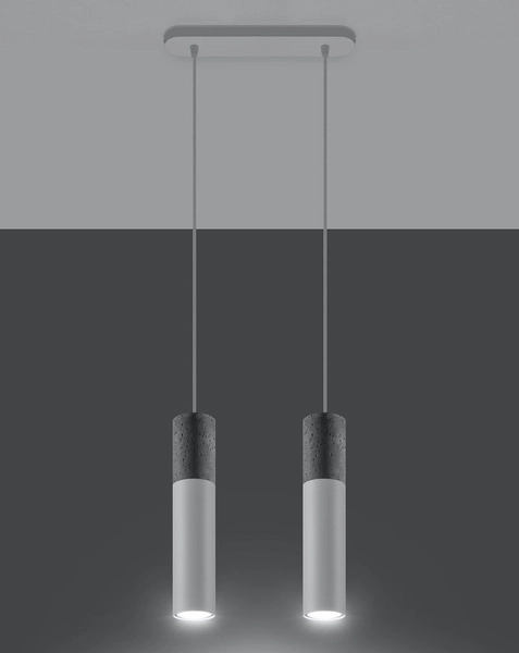 Skandynawska LAMPA wisząca SL.0648 loftowa OPRAWA metalowy ZWIS tuby beton białe