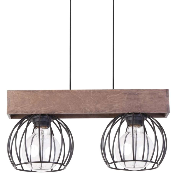 LAMPA wisząca MILAN 31572 Sigma industrialna OPRAWA metalowe klatki ZWIS na belce drewno brązowy