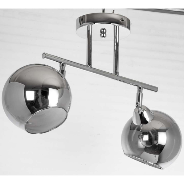 Lampa sufitowa VEN K165-2 loftowa szklana chrom przydymione