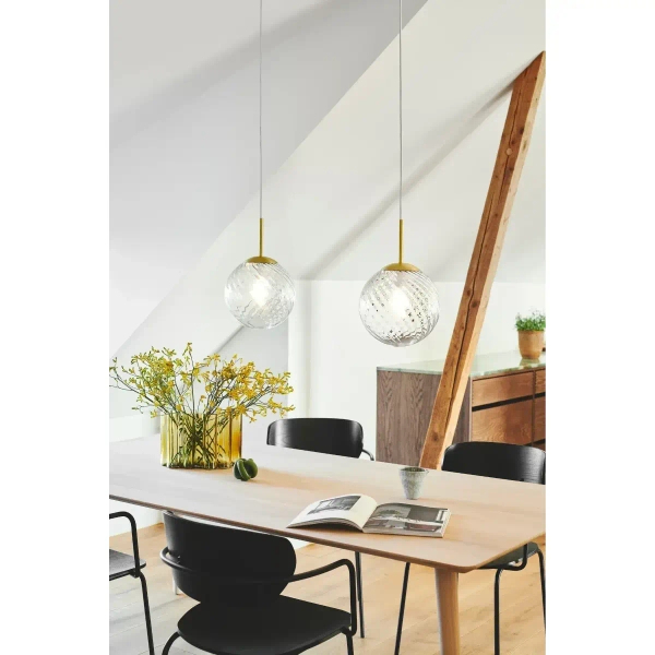 Kulista lampa wisząca nad stół Chisell 2312073035 szklana mosiądz