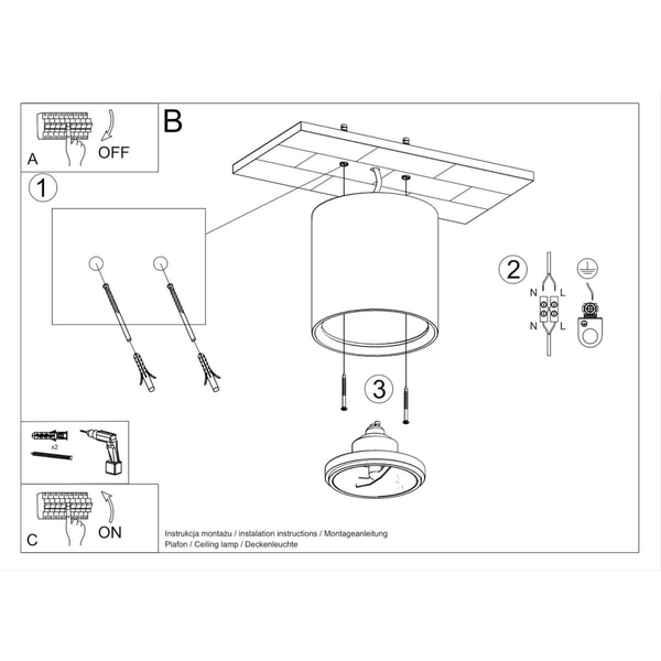 Natynkowa lampa sypialniana SL.0841 ceramiczna tuba biała
