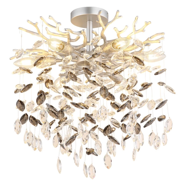 Sufitowa lampa glamour Queena 64138DS kryształowa srebrna