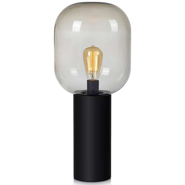 Stołowa LAMPKA loftowa BROOKLYN 107479 Markslojd szklana LAMPA okrągła na biurko industrialna stojąca czarna przydymiona