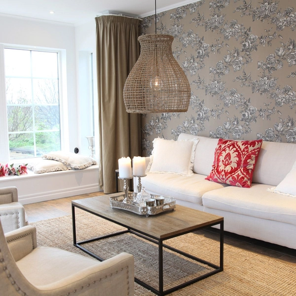 Ekologiczna lampa wisząca Seagrass kuchenna nad stół beż