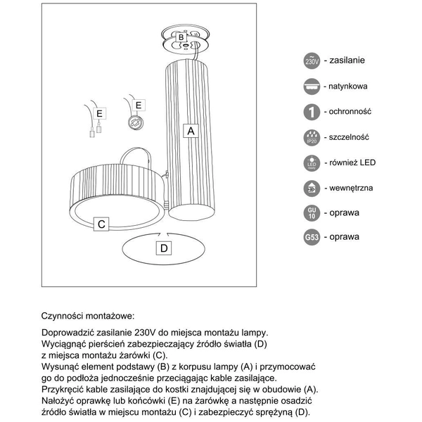 Spot LAMPA sufitowa NATORI 2208 Shilo regulowana OPRAWA reflektorowa tuba czarna