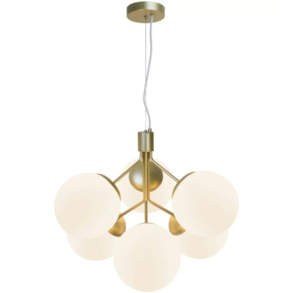 Wisząca lampa kulista IVONA 2112163035 szklana do salonu mosiądz biały