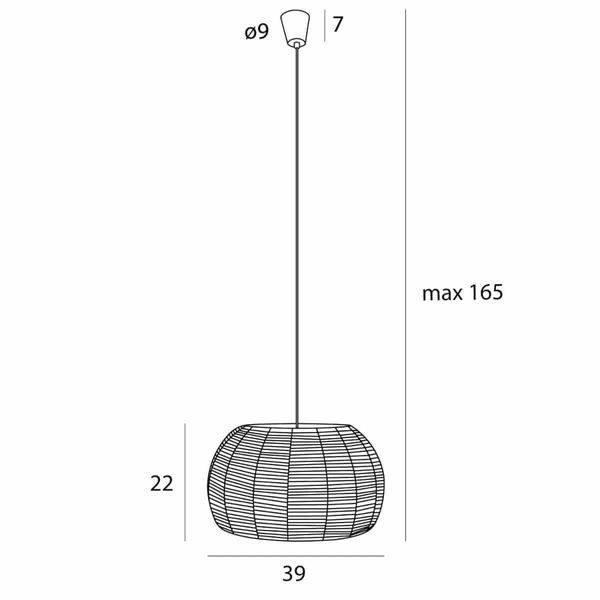 Zwisająca lampa Praslin P0583 kosz pleciona bawełniana naturalna biała