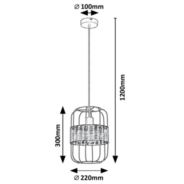 Druciana LAMPA wisząca INDIANA 5283 Rabalux metalowy zwis klatka czarna