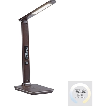 Brązowa lampa stołowa Adriano LED 5W 3000-5500K z wyświetlaczem