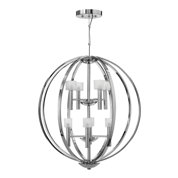 Okrągła lampa wisząca QN-MONDO8 okrąg geometryczna chrom
