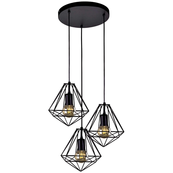 Druciana LAMPA wisząca Marko K-4006 Kaja geometryczna OPRAWA metalowy ZWIS na listwie czarny